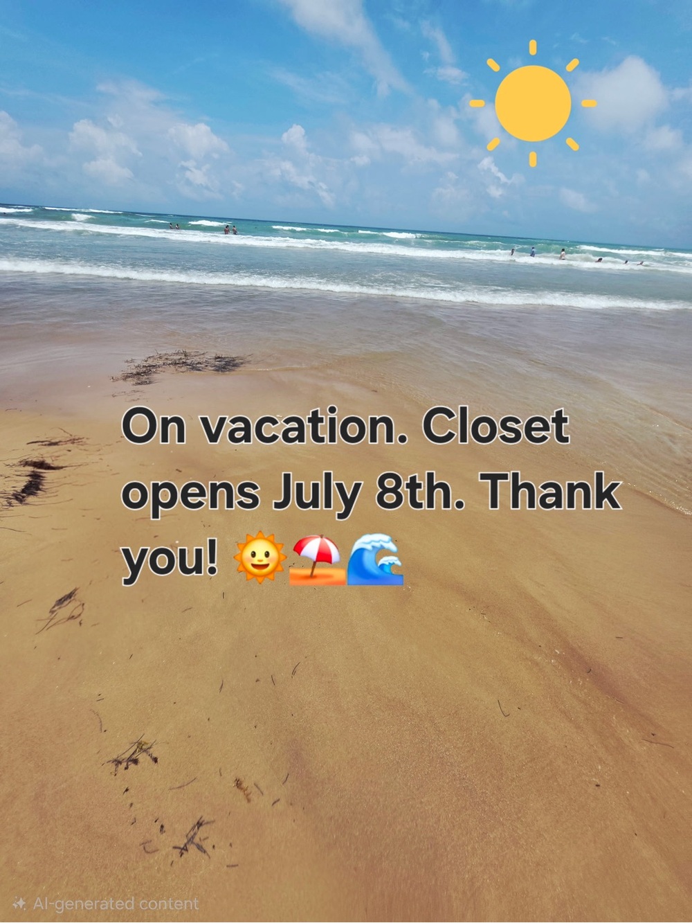 Closet on vacation until July 8th. You may inquire during this time. Thank you.